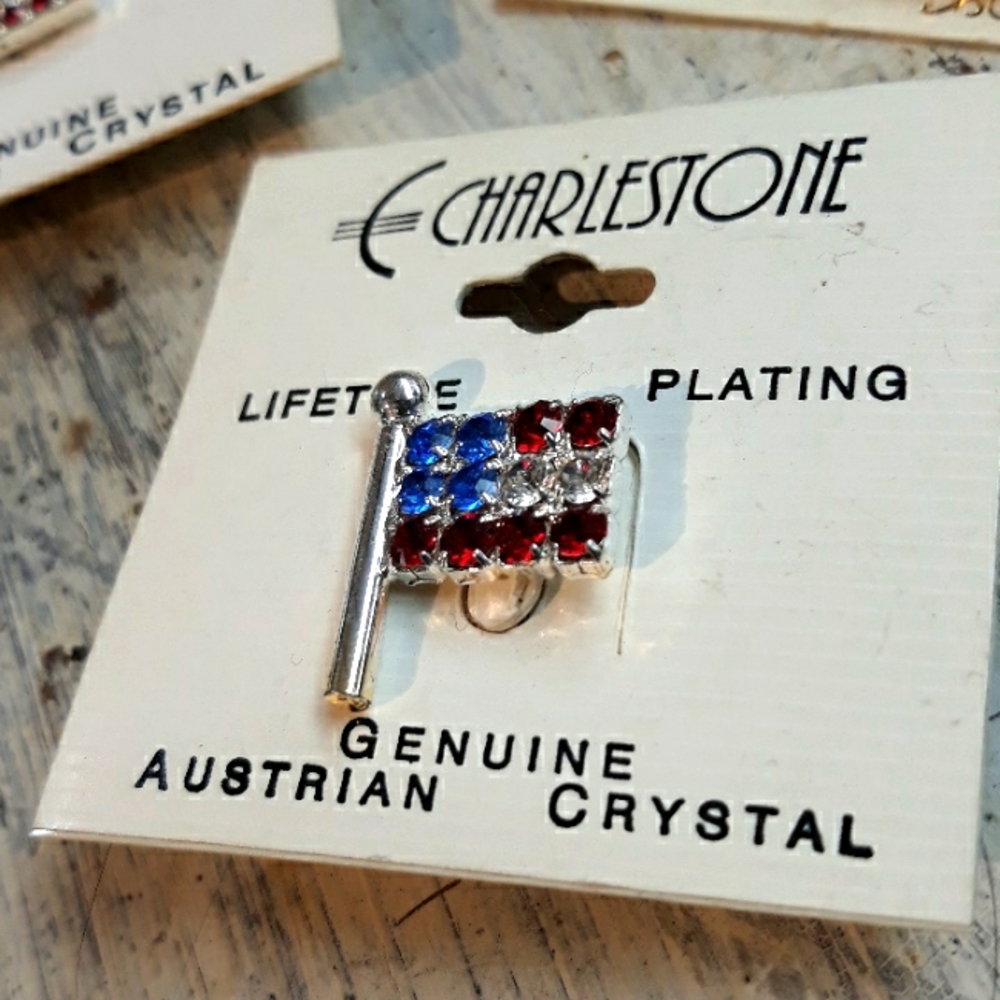 Flag Rhinestone Heart Pin Collection - Picture 3 of 10